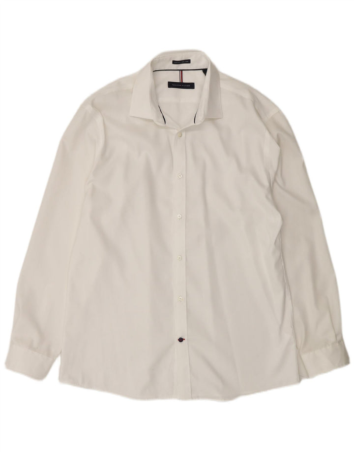 Cămașă pentru bărbați Tommy Hilfiger Slim Fit Mărimea 16 Mare Albă