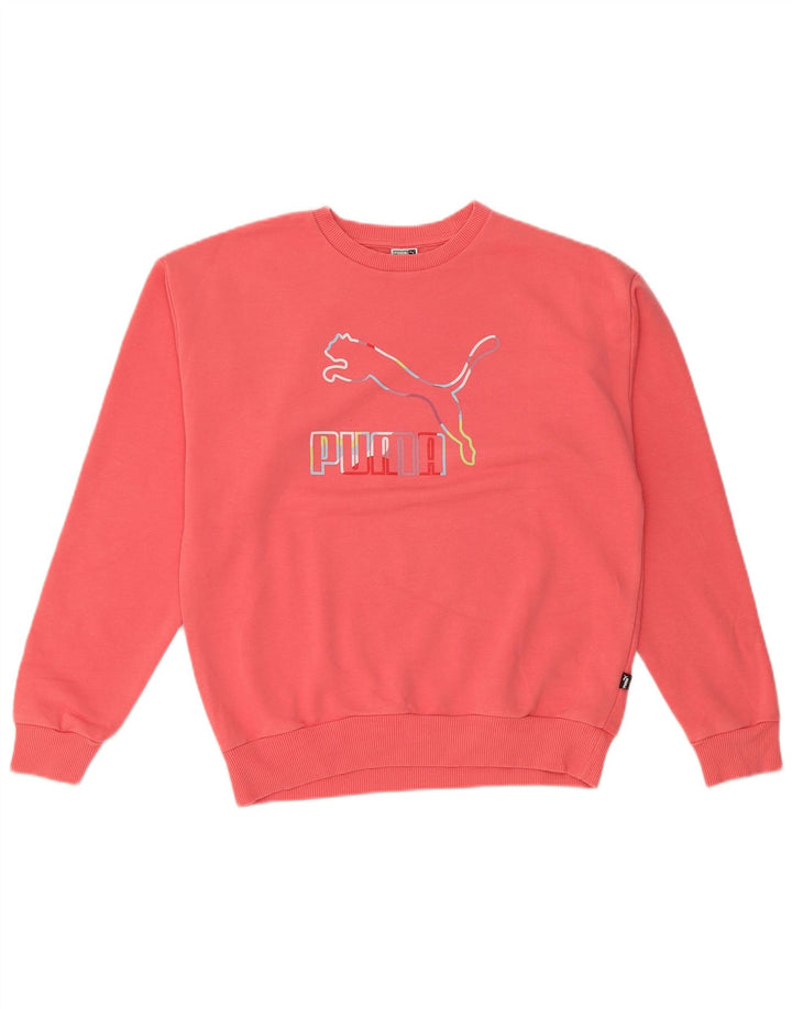 Pulover supradimensionat cu grafic pentru femei Puma UK 10 Bumbac roz mic