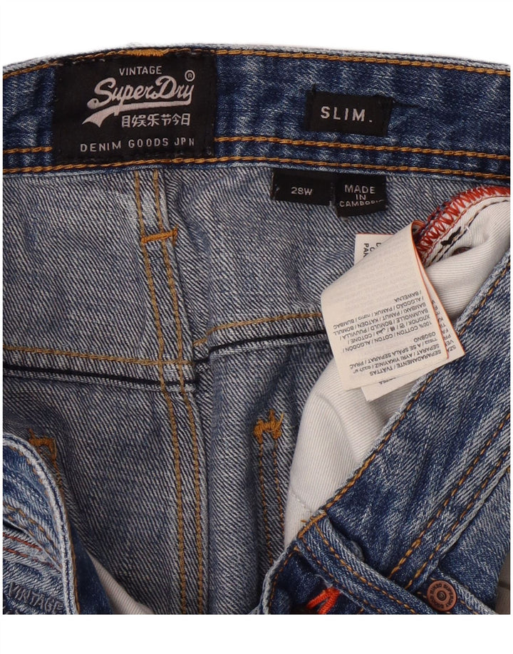 SUPERDRY Pantaloni scurți din denim subțire pentru bărbați, W28, bumbac albastru mediu