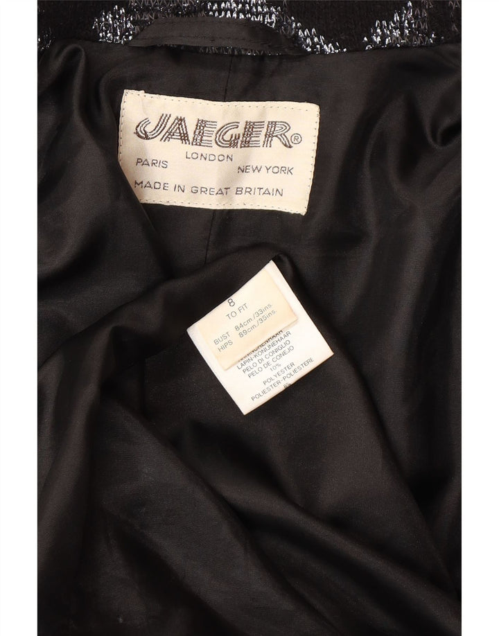 Jaeger pardesiu supradimensionat pentru femei UK 8 mic gri, lână florală