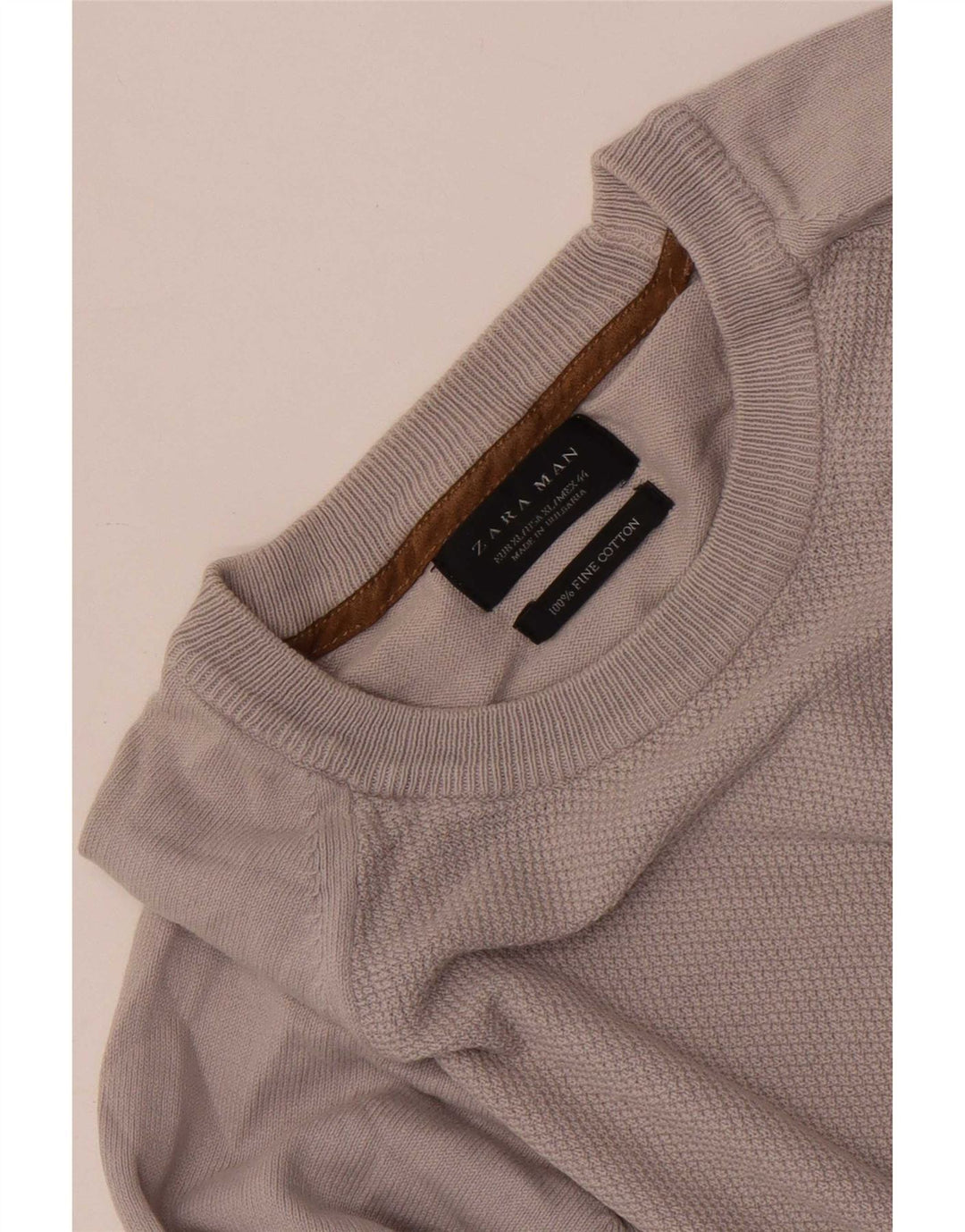 Pulover pentru bărbați Zara, cu gât crew, XL, bumbac gri