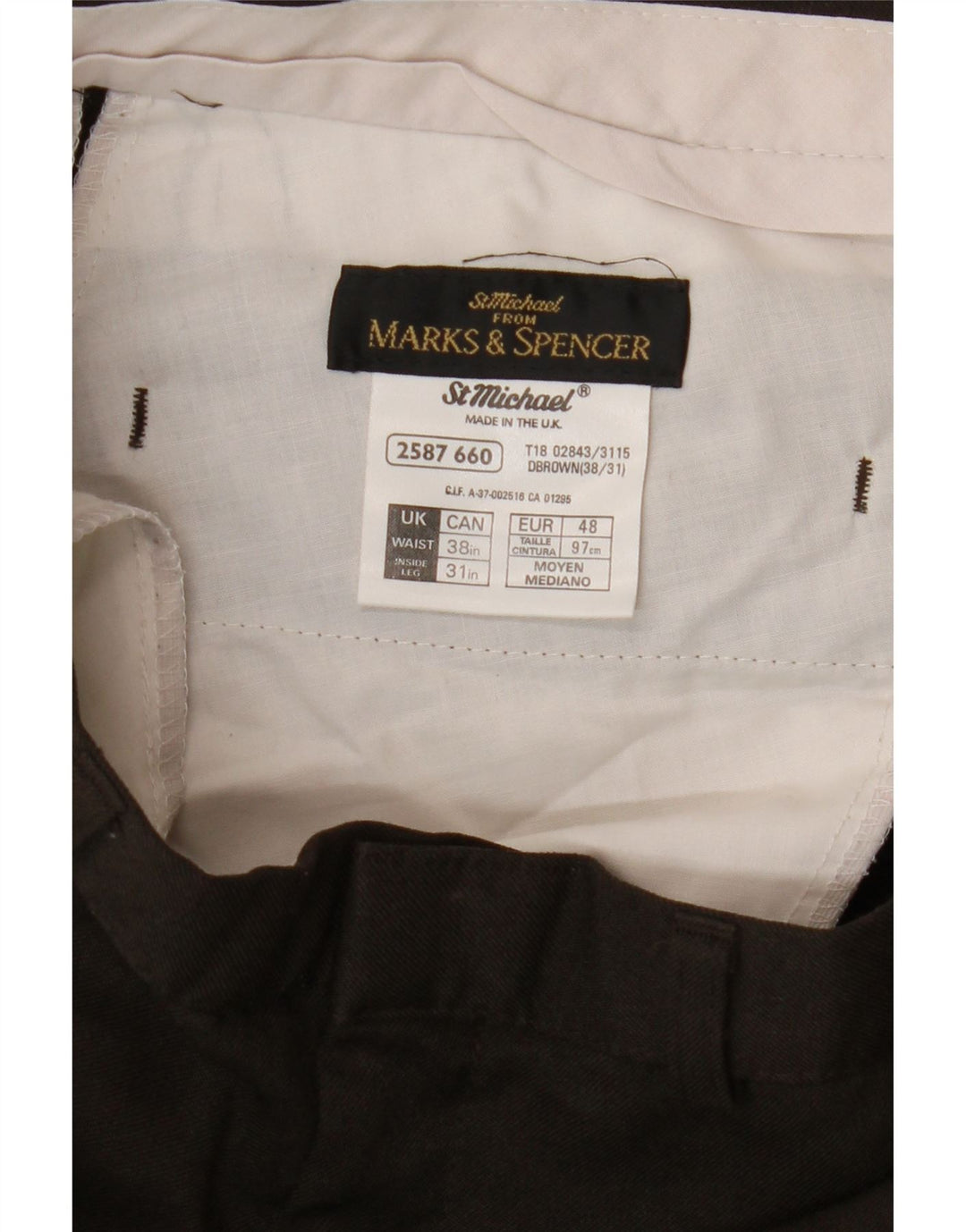 Marks & Spencer Pantaloni casual conici pentru bărbați W38 L31 Maro Poliester