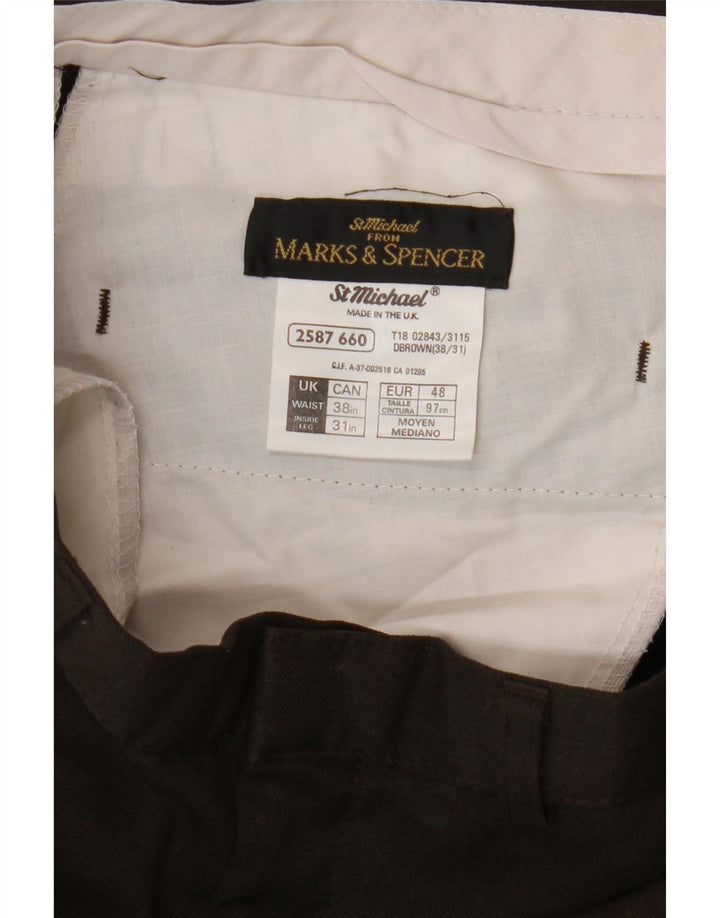 Marks & Spencer Pantaloni casual conici pentru bărbați W38 L31 Maro Poliester