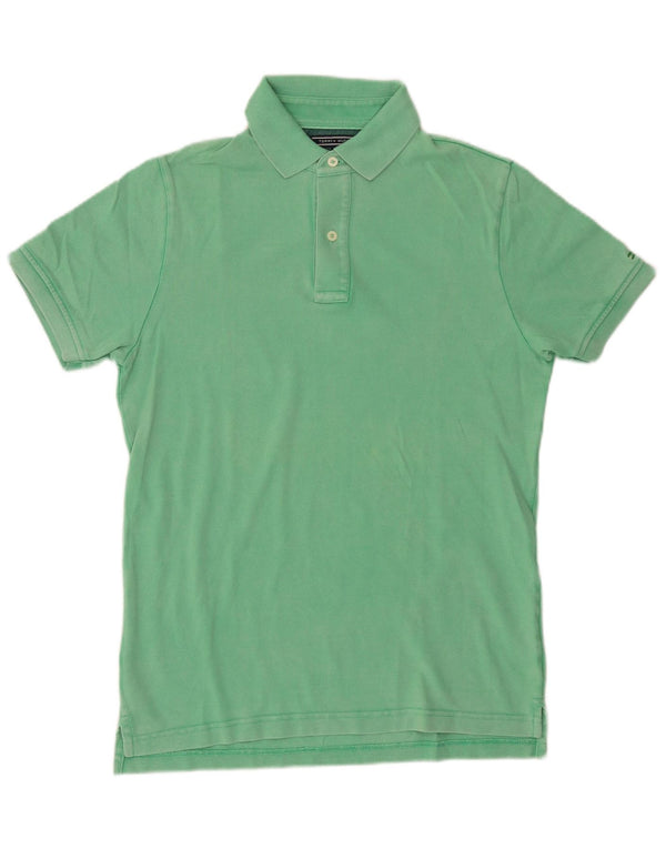 Tricou polo Tommy Hilfiger pentru bărbați, bumbac verde mediu