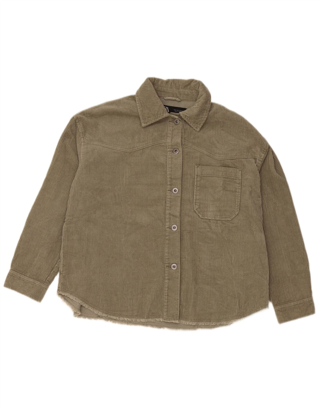 Cămașă oversize din velur pentru femei ZARA UK 10 Bumbac verde mic