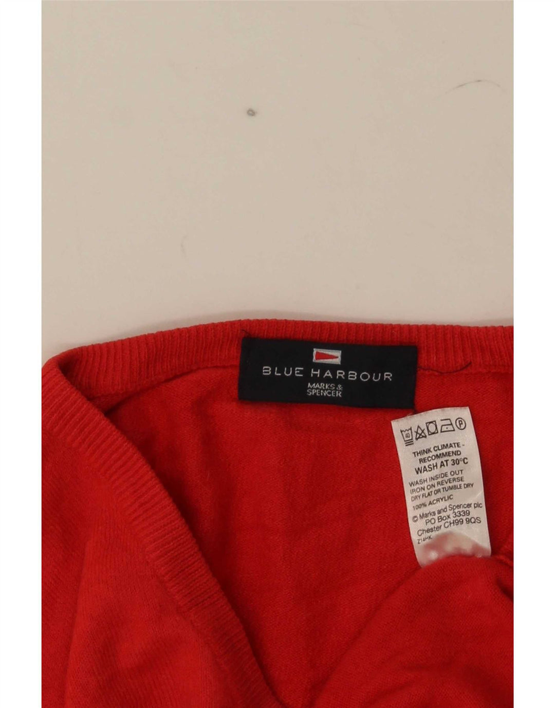 Pulover Marks & Spencer pentru bărbați, Blue Harbour, cu decolteu în V, mare, roșu acrilic