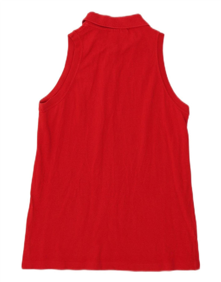 Tricou polo fără mâneci Lacoste pentru femei, mărimea 40, bumbac roșu mediu