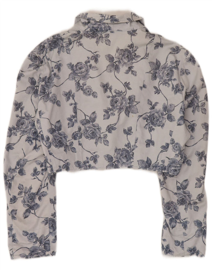 Jachetă Bolero Vintage pentru femei cu 1 nasture UK 14 Medium Blue Floral