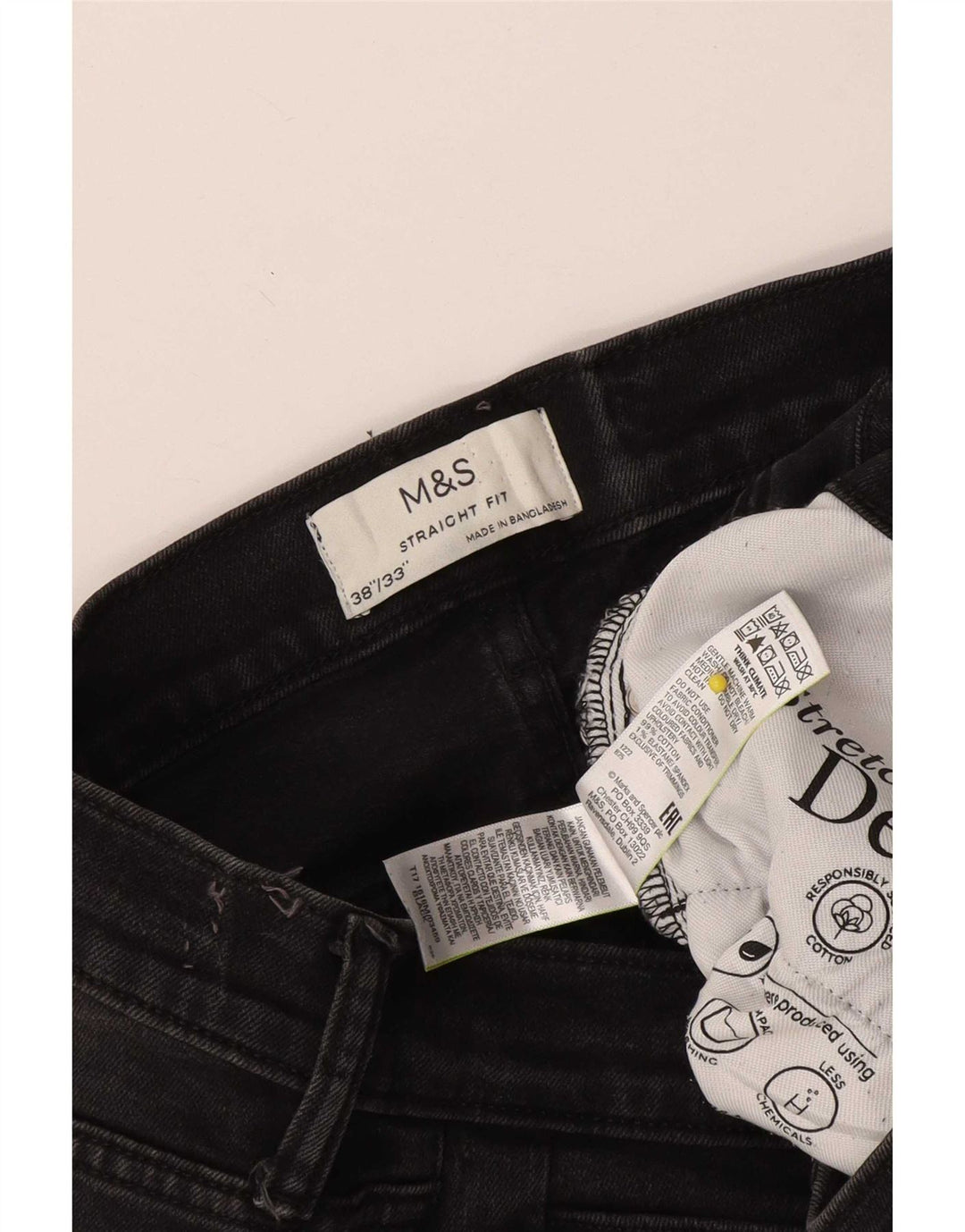 Blugi drepti pentru bărbați Marks & Spencer W38 L33 bumbac negru