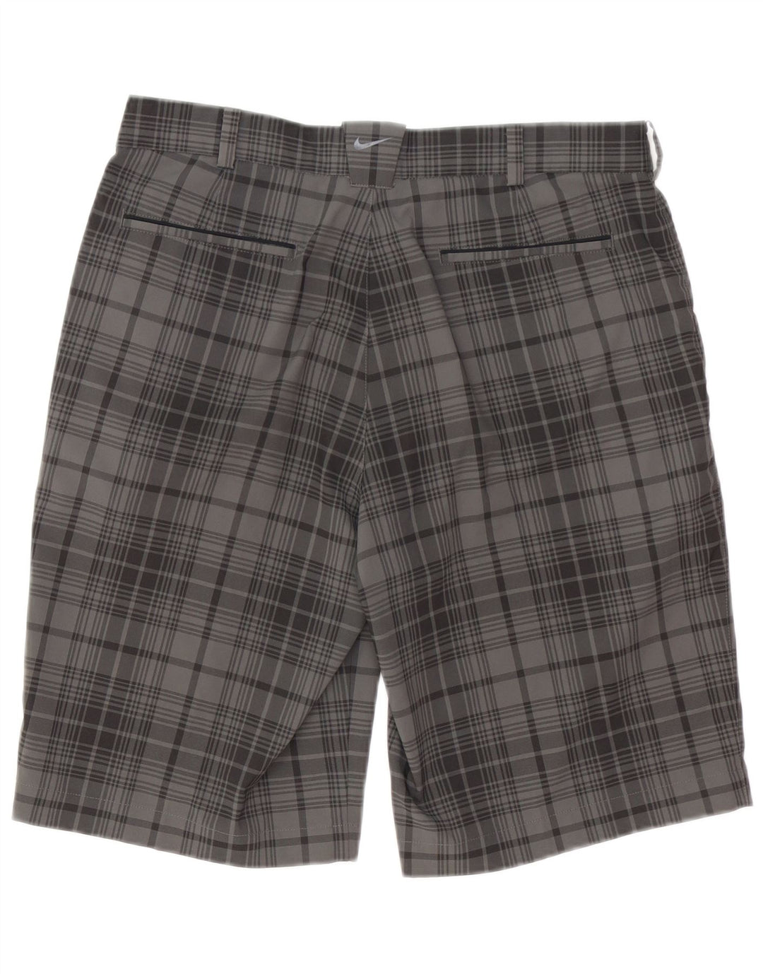 Pantaloni scurți chino pentru bărbați Nike Dri Fit W32, poliester cu carouri, gri mediu