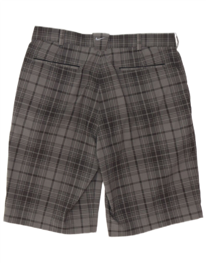 Pantaloni scurți chino pentru bărbați Nike Dri Fit W32, poliester cu carouri, gri mediu