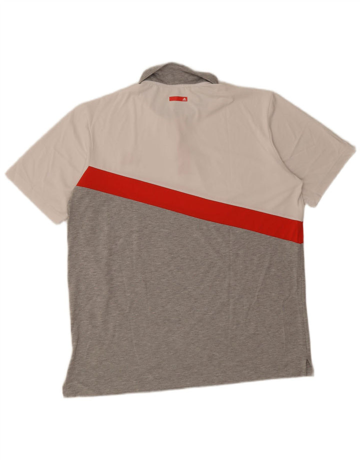 Tricou polo Adidas Climalite pentru bărbați, mare, gri, poliester color bloc