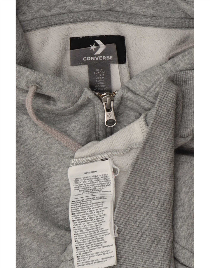 Pulover Converse pentru femei, cu fermoar, cu capota, UK 14, bumbac cu pete gri mediu