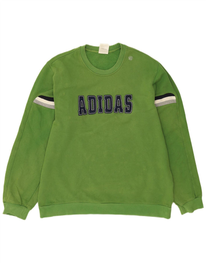 Hanorac grafic pentru bărbați ADIDAS Pulover mare din bumbac verde