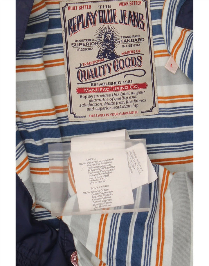 Jachetă bomber grafică pentru bărbați Replay UK 40 mare poliamidă bleumarin