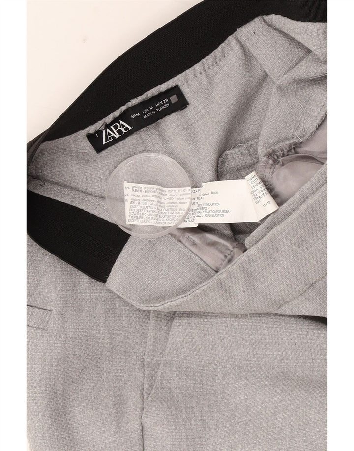 Pantaloni tăiați pentru femei Zara Mediu L28 L25 Gri poliester color bloc