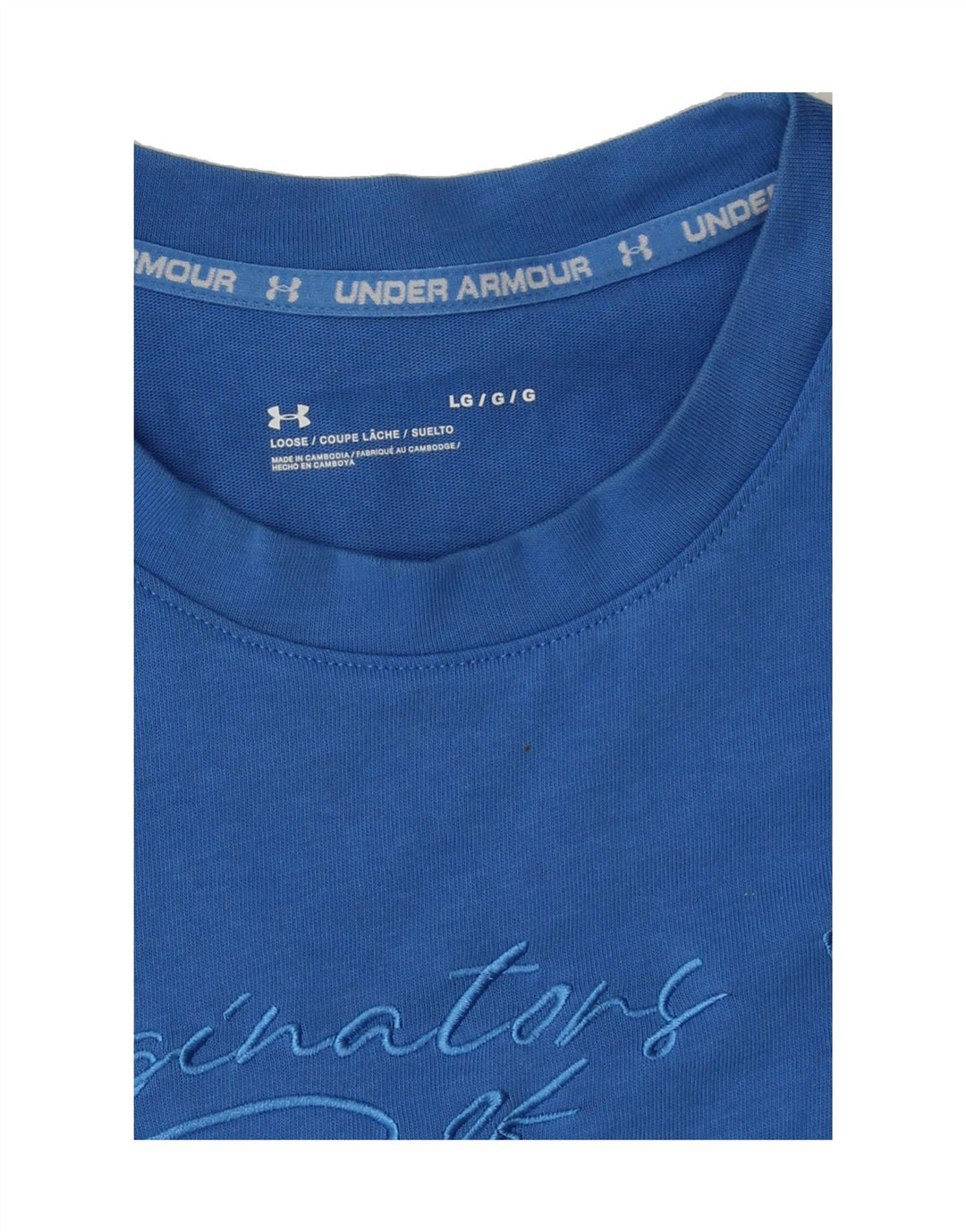 UNDER ARMOUR Mens Graphic T-Shirt Top Large Blue Vintage Under Armour and Second-Hand Under Armour from Messina Hembry 