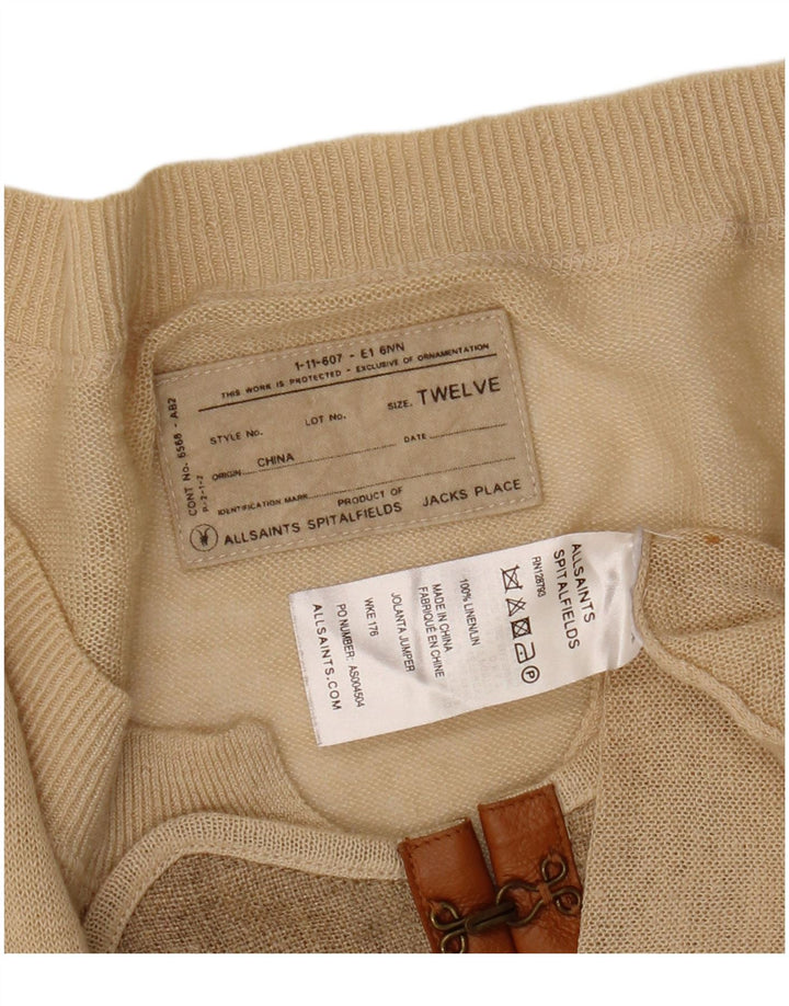 ALL SAINTS Pulover pentru damă cu gât de barcă UK 12 Medium Beige In