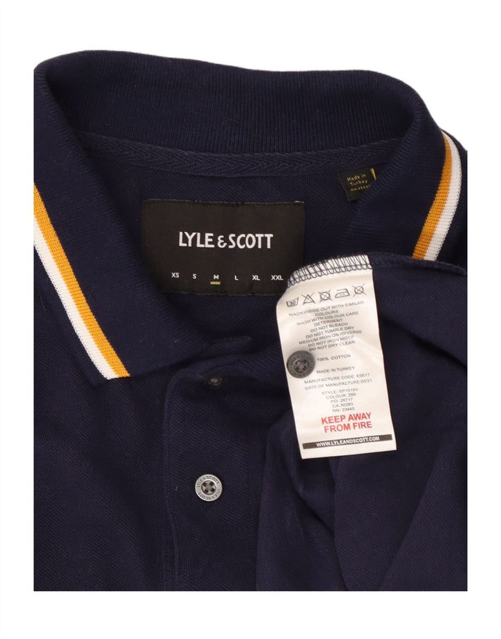 Tricou polo Lyle & Scott pentru bărbați, bumbac, albastru bleumarin mediu