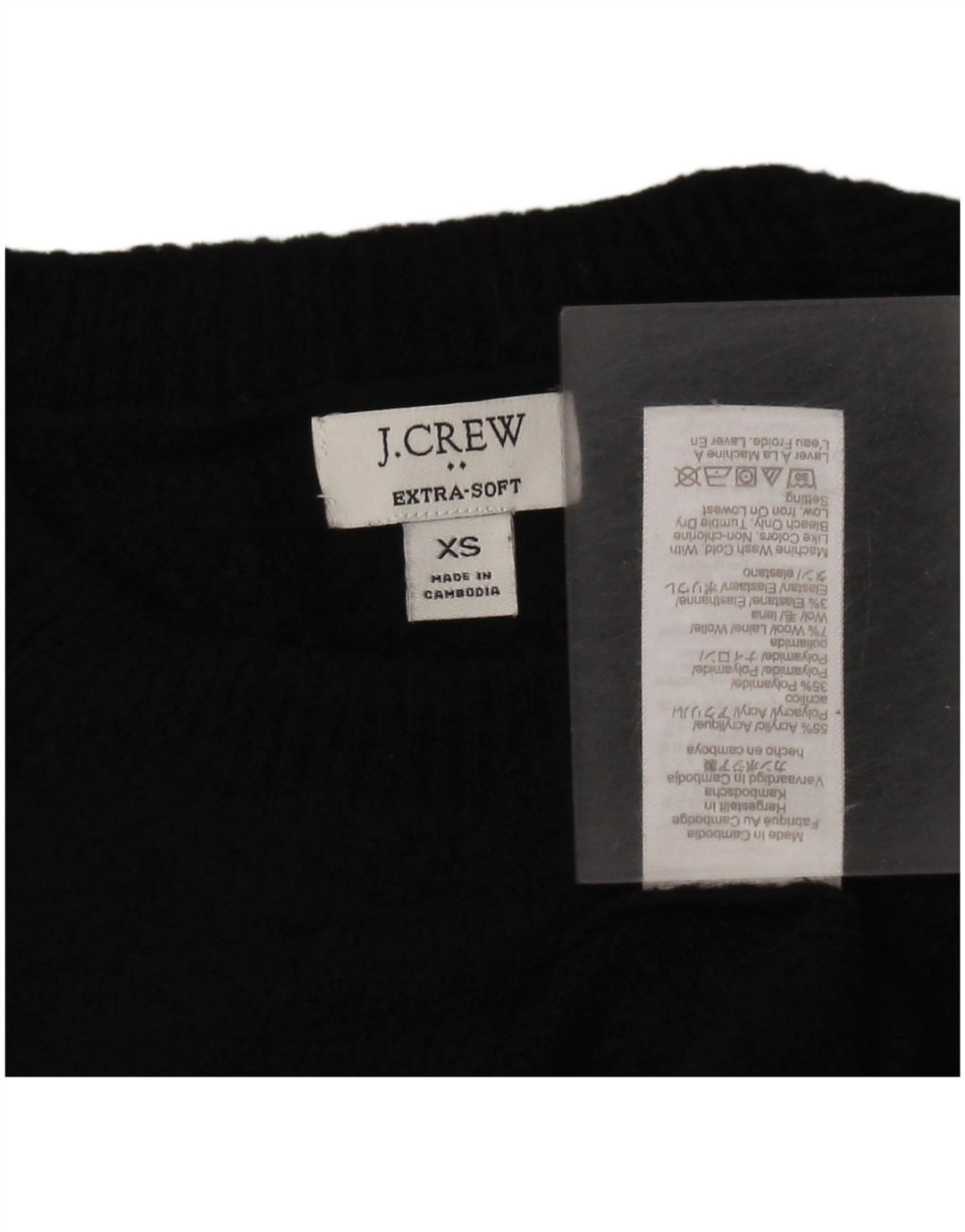 J. Crew Pulover cu decolteu triplu pentru femei XS Acrilic negru