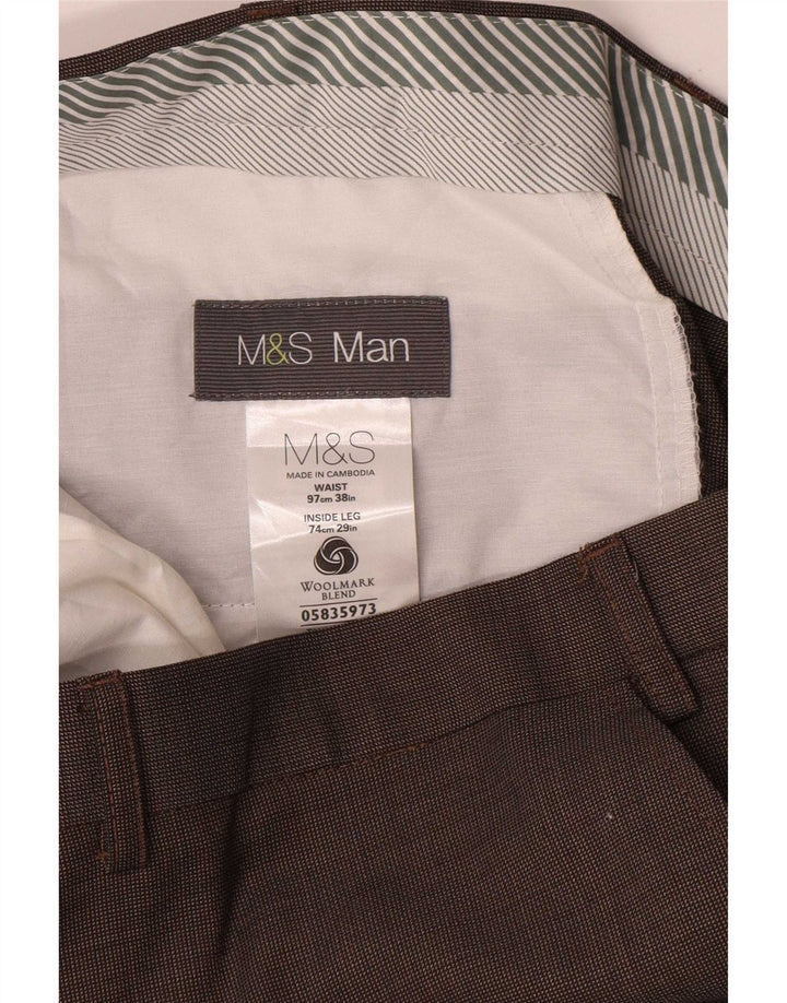 Marks & Spencer Pantaloni drepți pentru bărbați L38 L29 Lână maro