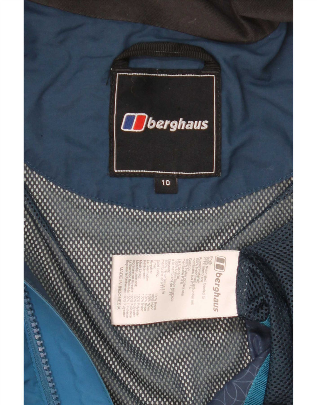 Jachetă de ploaie supradimensionată cu glugă pentru femei Berghaus UK 10 Small Blue Colorblock