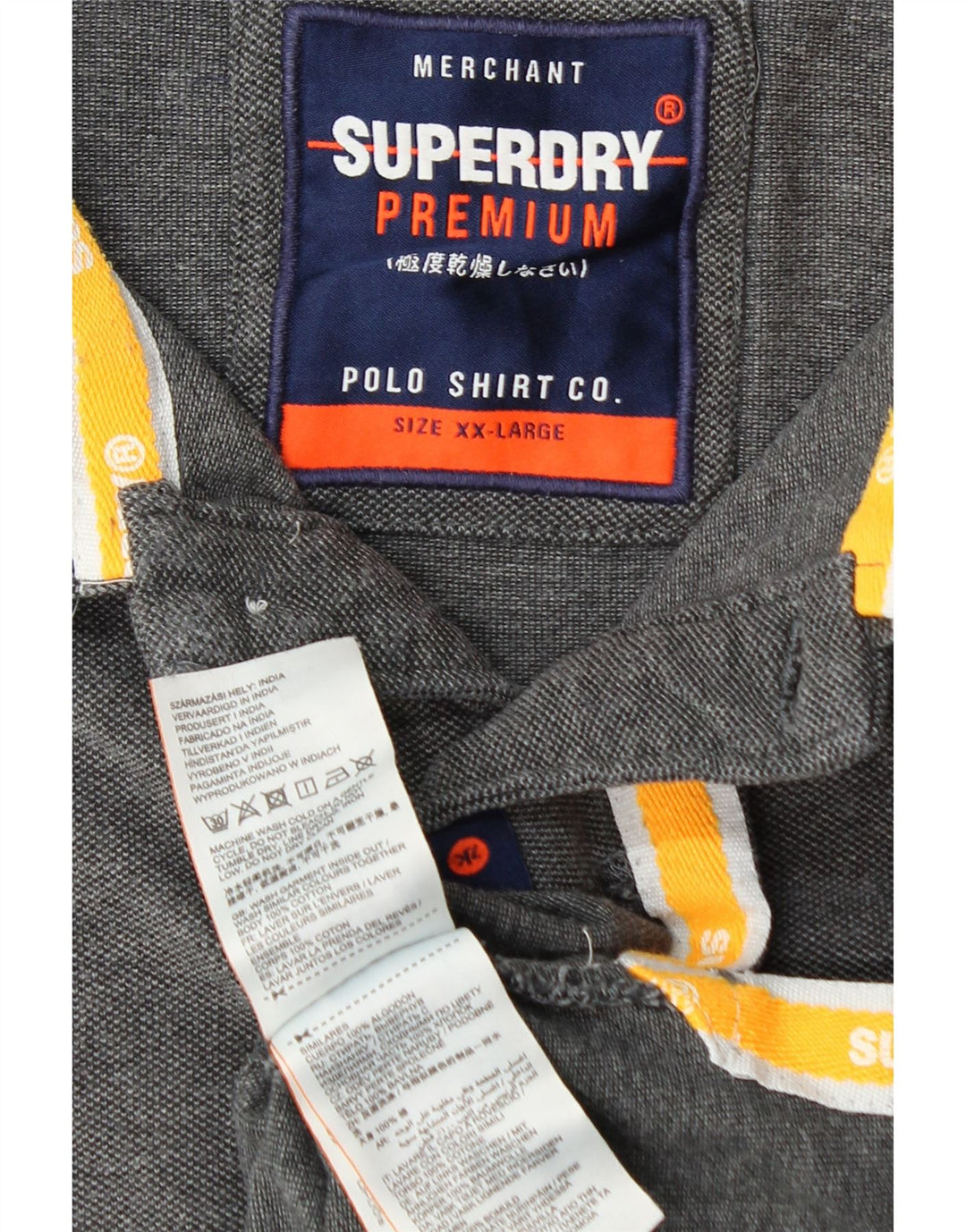 SUPERDRY tricou polo pentru bărbați 2XL bumbac gri