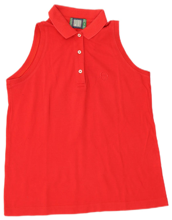 SERGIO TACCHINI Womens Sleeveless Polo Shirt UK 12 Medium Red Cotton