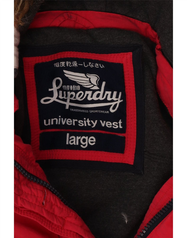 SUPERDRY Gilet căptușit cu glugă pentru femei UK 16 mare bumbac roz