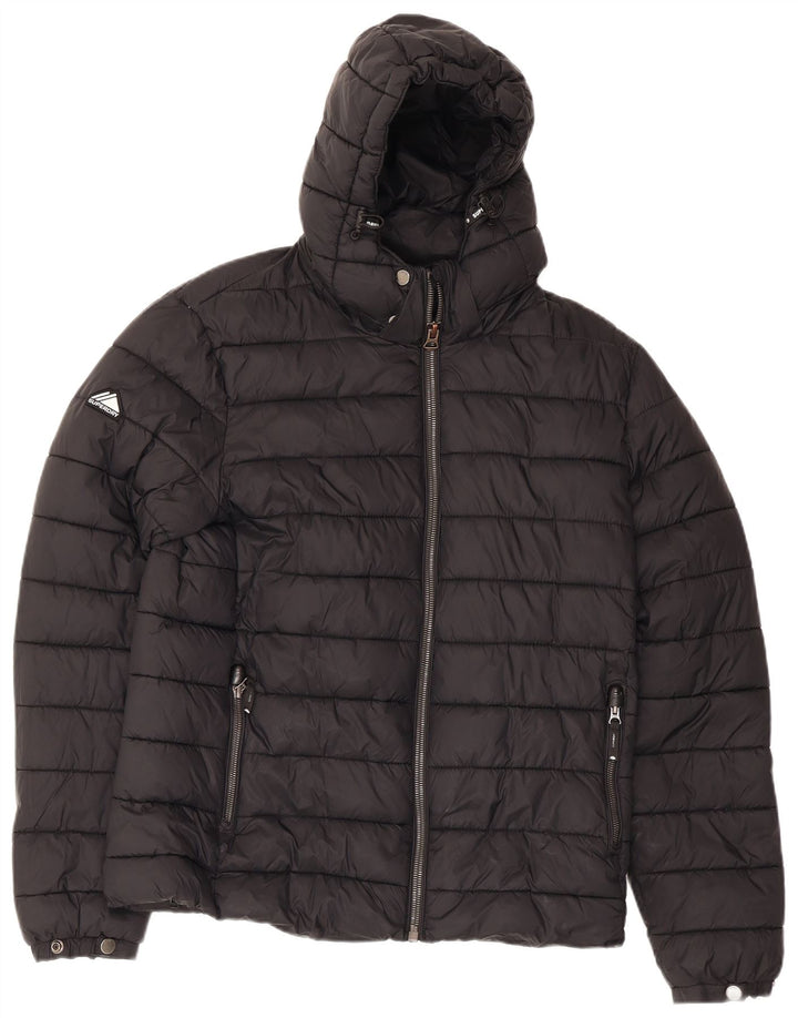Jachetă căptușită cu glugă Superdry pentru bărbați UK 40, mare, negru, nailon