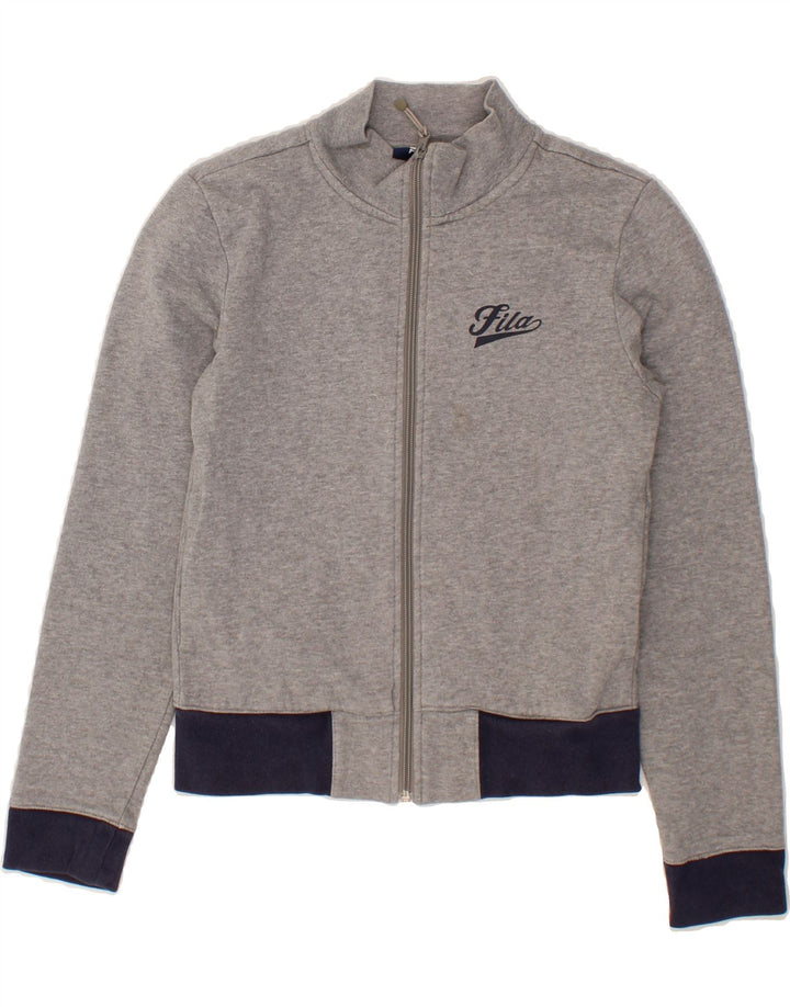 FILA Womens Tracksuit Top Jacket UK 8 Small Grey Colourblock Cotton Vintage Fila and Second-Hand Fila from Messina Hembry 