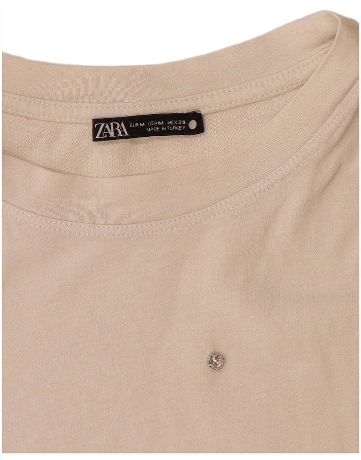 Tricou pentru femei Zara UK 14 Bumbac alb mediu