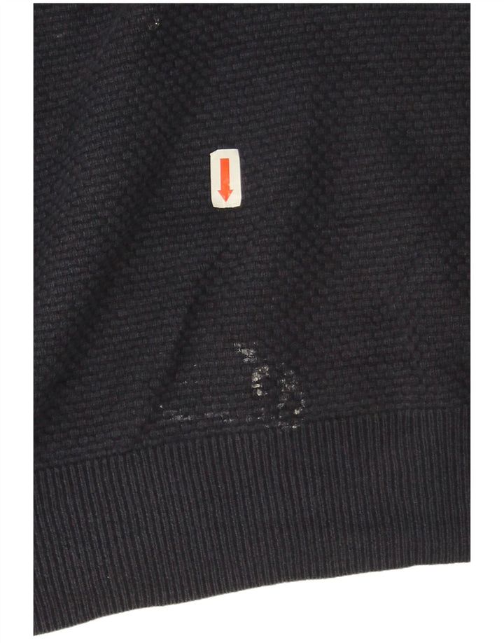 Massimo Dutti Pulover pentru bărbați cu gât cu nasturi, bumbac bleumarin 2XL