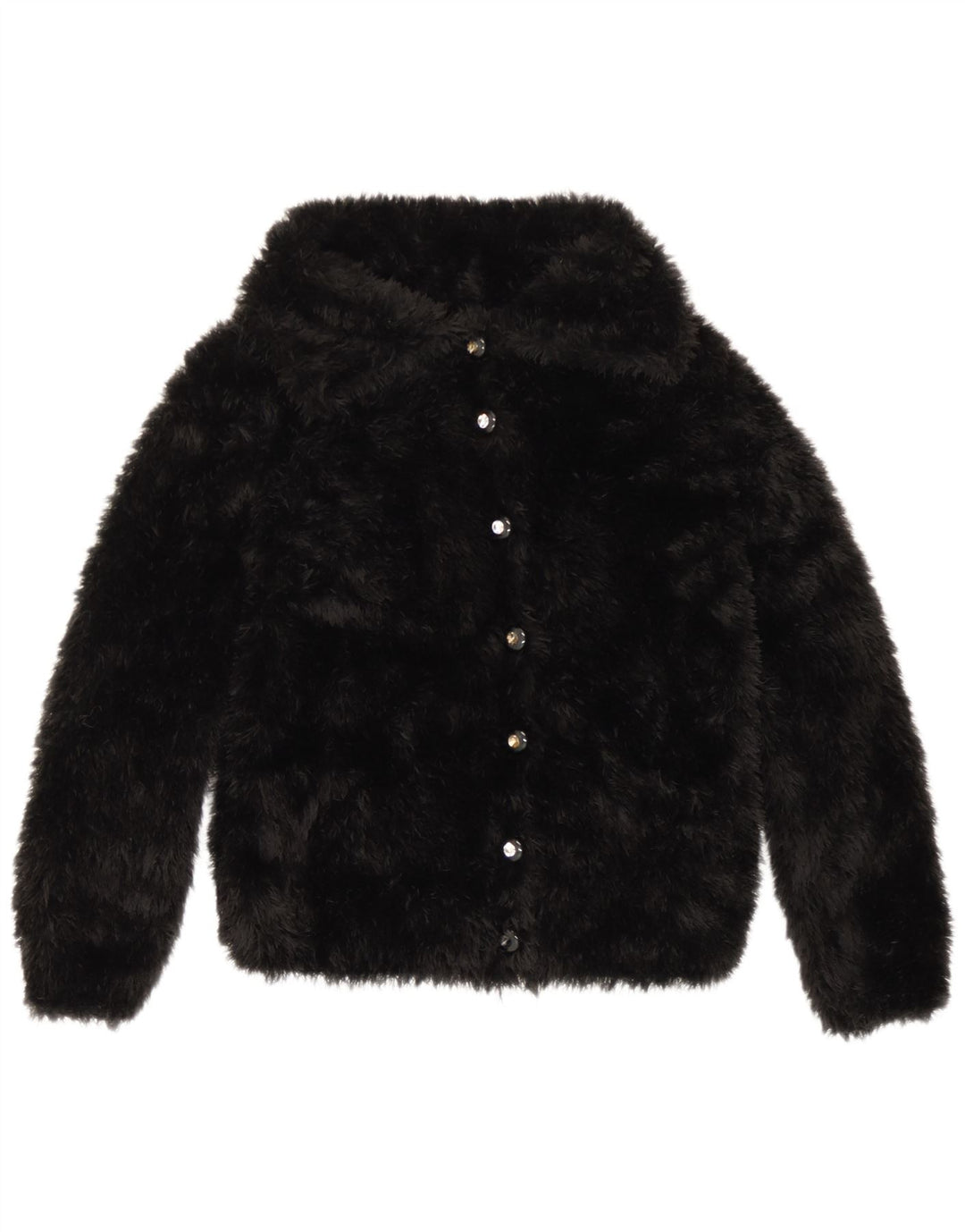 Jachetă vintage de blană artificială pentru femei UK 10 Small Black