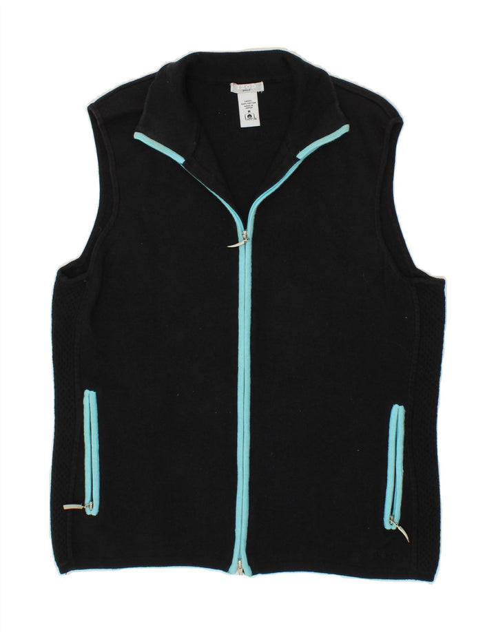 IZOD Womens Sleeveless Tracksuit Top Jacket UK 12 Medium Navy Blue Cotton Vintage Izod and Second-Hand Izod from Messina Hembry 