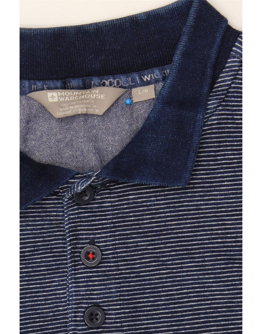 MOUNTAIN WAREHOUSE Mens Polo Shirt Large Blue Striped Cotton Vintage Mountain Warehouse and Second-Hand Mountain Warehouse from Messina Hembry 