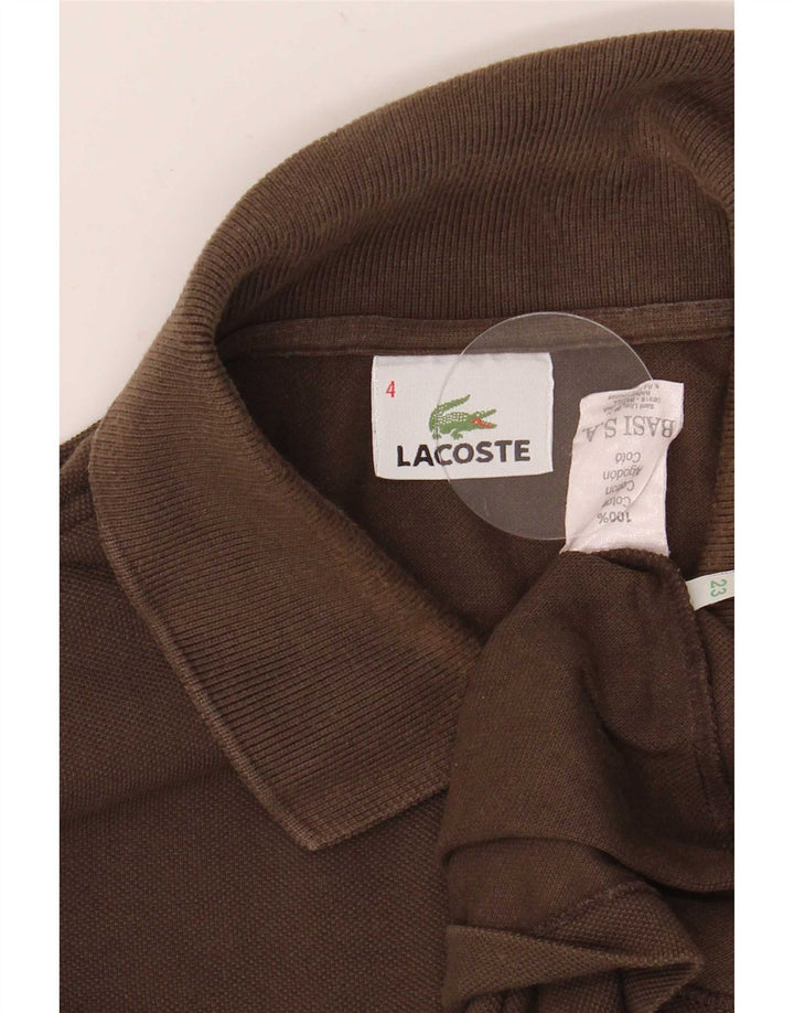 Tricou polo pentru bărbați Lacoste cu mânecă lungă, mărimea 4, bumbac maro mediu