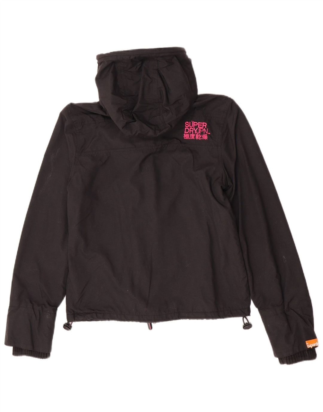 Jachetă Windbreaker cu glugă Superdry pentru femei UK 10 Small Black Nylon