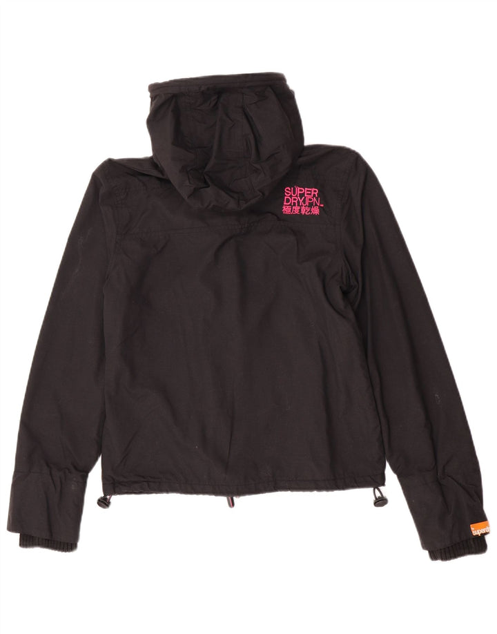Jachetă Windbreaker cu glugă Superdry pentru femei UK 10 Small Black Nylon