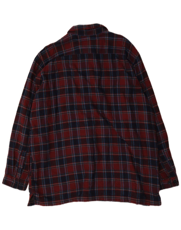 Cămașă de flanel Sherpa L.L.Bean pentru bărbați, bumbac cu check-uri burgundy