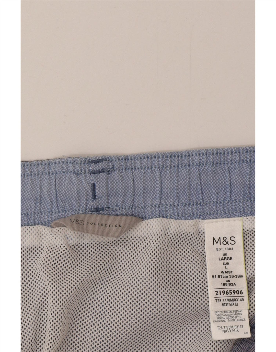Pantaloni scurți de înot pentru bărbați Marks & Spencer, mari, albastru, bumbac