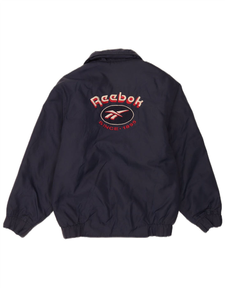 Jachetă bomber grafică Reebok pentru băieți 13-14 ani, nailon bleumarin