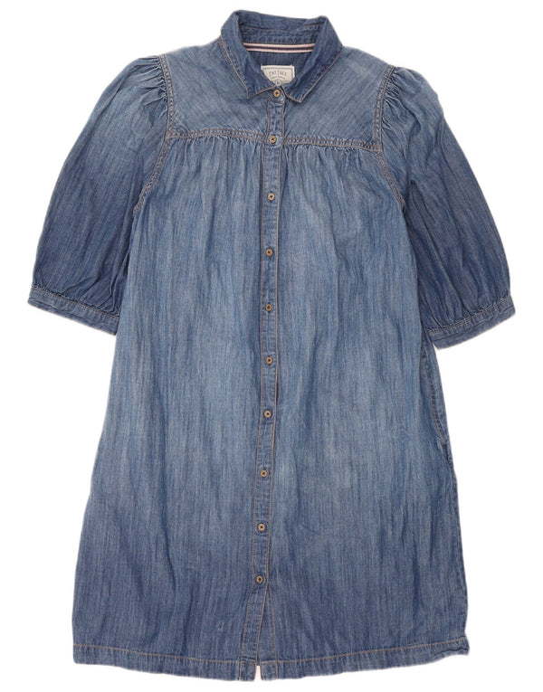 Rochie de denim pentru femei Fat Face cu mâneci 3/4 UK 12 Bumbac albastru mediu