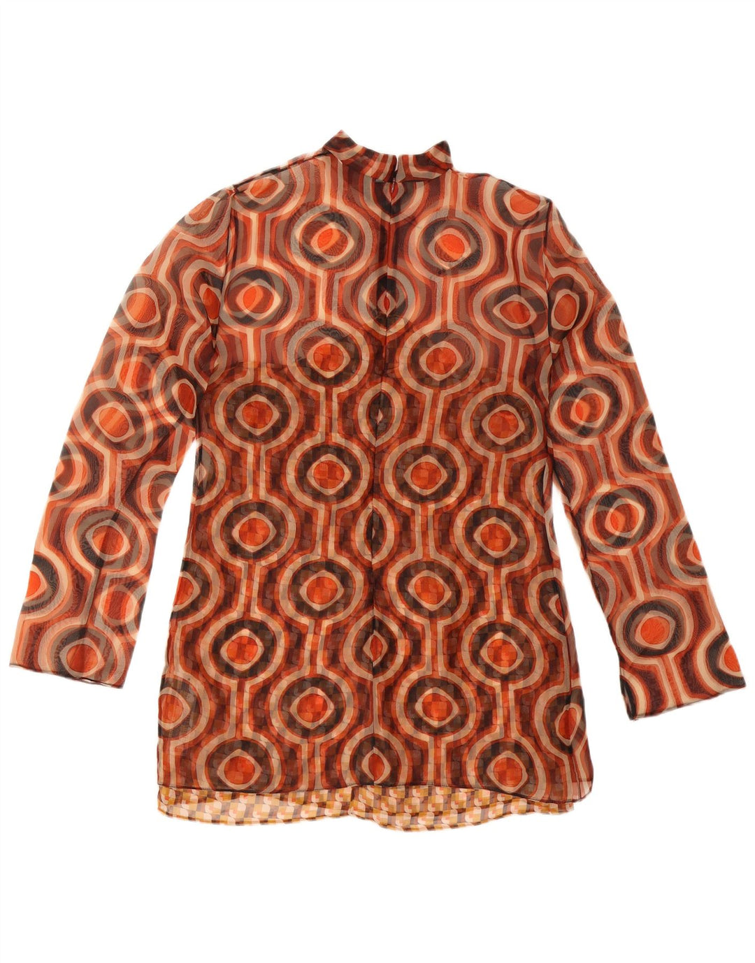 Top cu tunică cu mânecă lungă pentru femei Zara UK 12 Maro mediu Poliester geometric