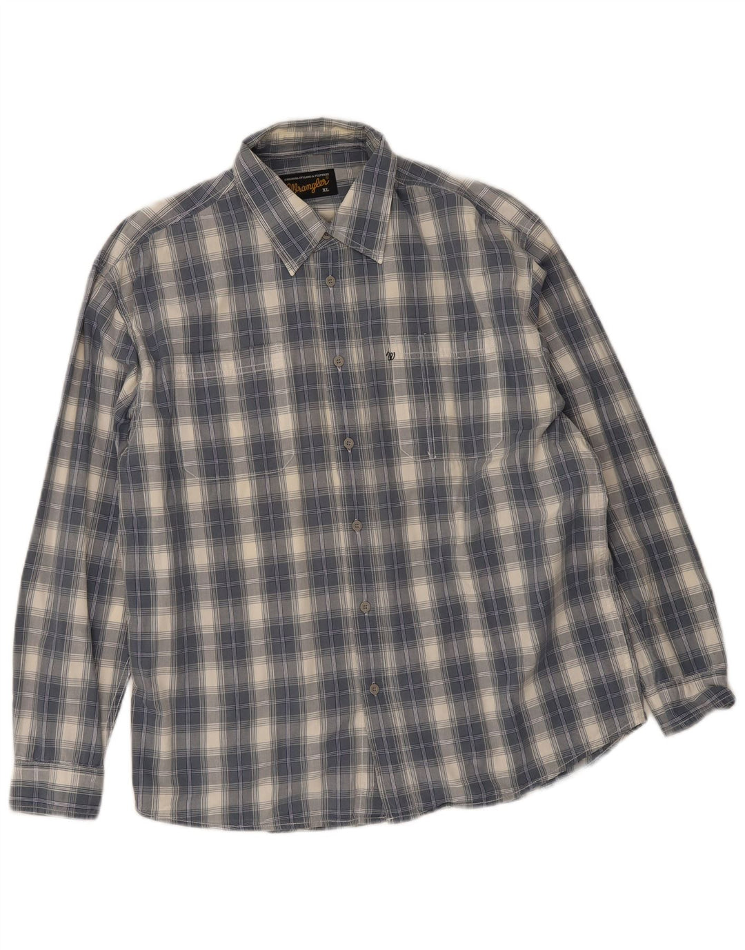 Cămașă pentru bărbați Wrangler XL, bumbac cu carouri albastre
