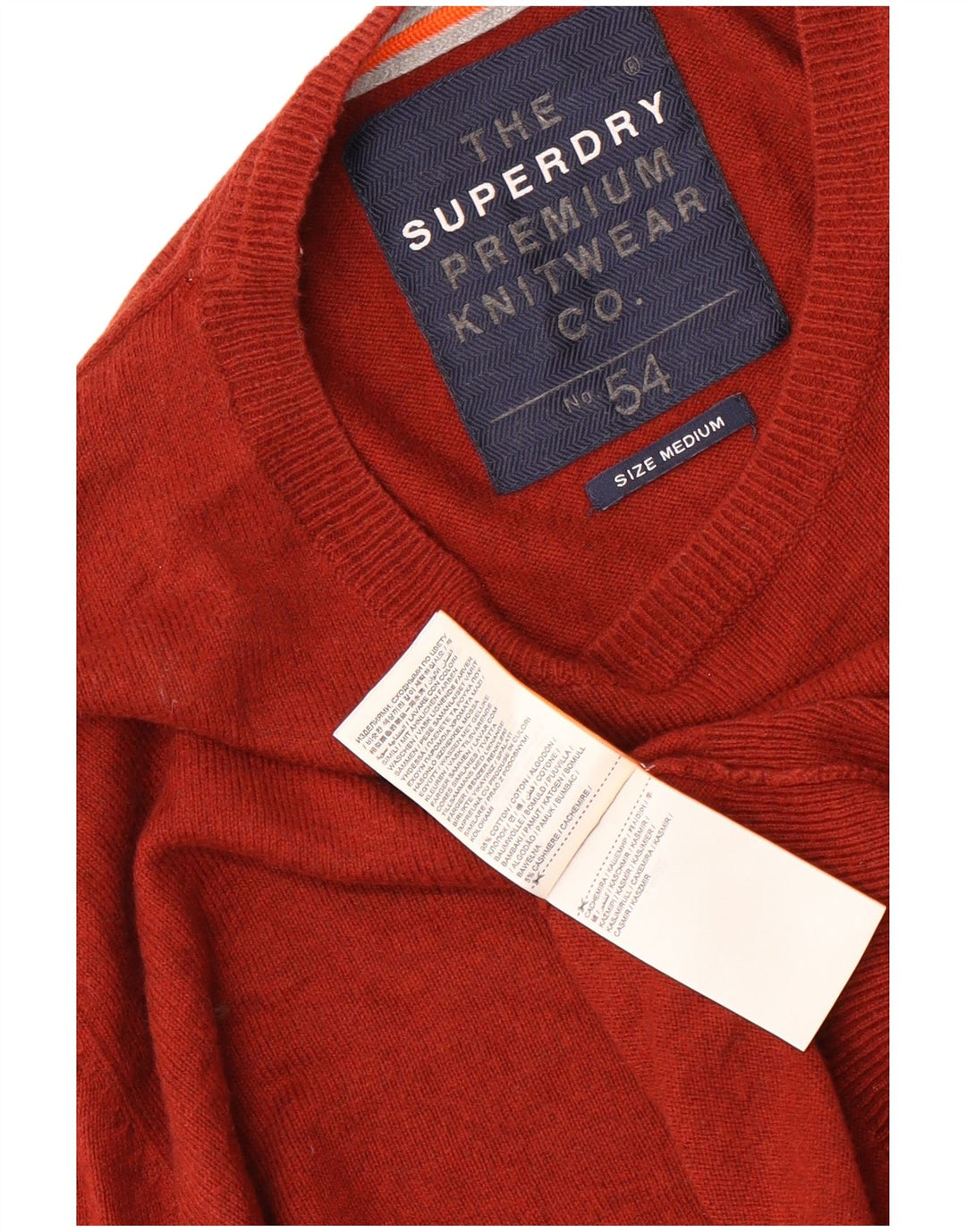 Pulover pentru bărbați SUPERDRY cu gât roșu, bumbac maro mediu