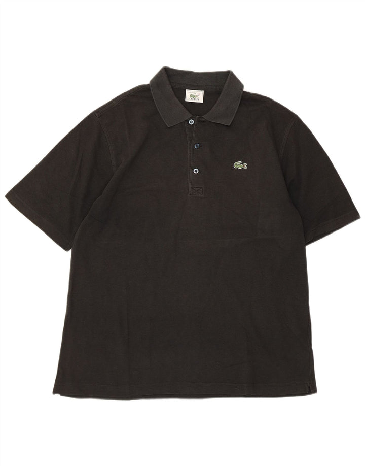 Tricou polo Lacoste pentru bărbați, mărimea 4, bumbac negru mediu