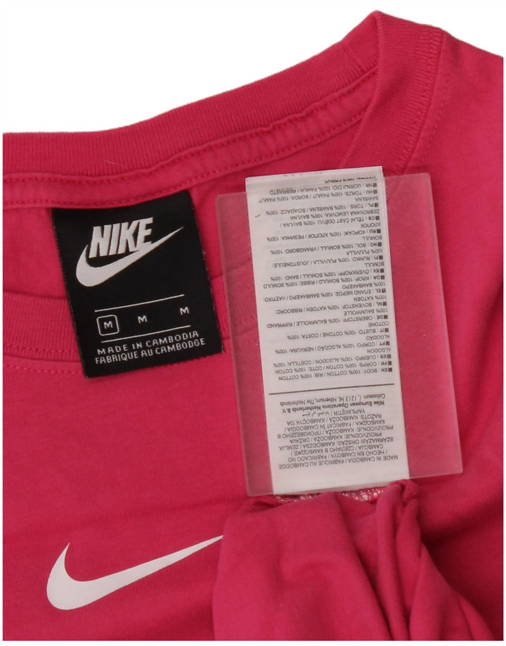 Top grafic pentru femei NIKE cu mânecă lungă UK 14, bumbac roz mediu