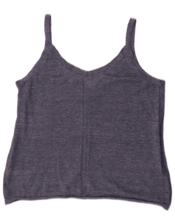 FAT FACE Pulover cardigan fără mâneci pentru femei UK 10 Small Blue Linen