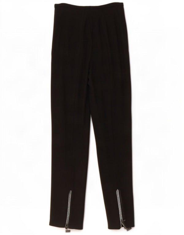 Pantaloni de costum drepți vintage pentru femei IT 42 Medium L28 L32 Lână neagră